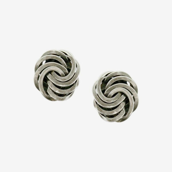 Marjorie Baer Post Earrings: Knot: Antique Silver