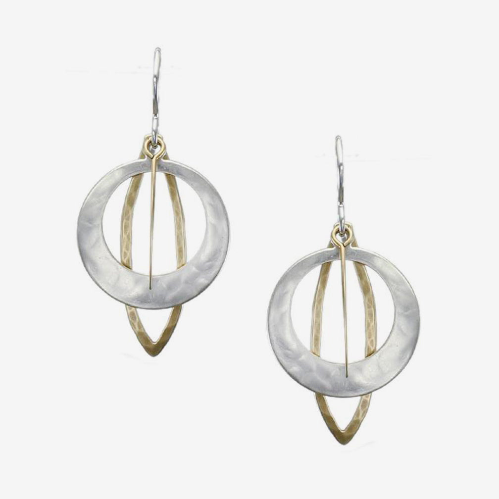 Marjorie Baer Wire Earrings: Cutout Discs with Leaf Rings