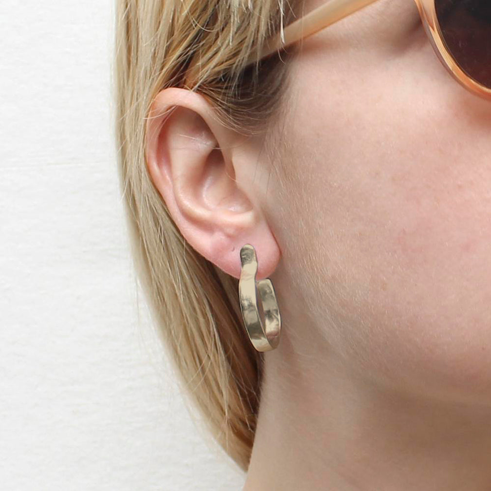 Marjorie Baer Post Earrings: Small Hoop Earring: Brass
