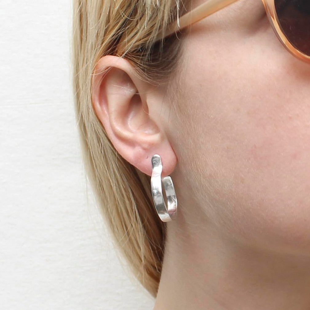 Marjorie Baer Post Earrings: Small Hoop Earring: Silver