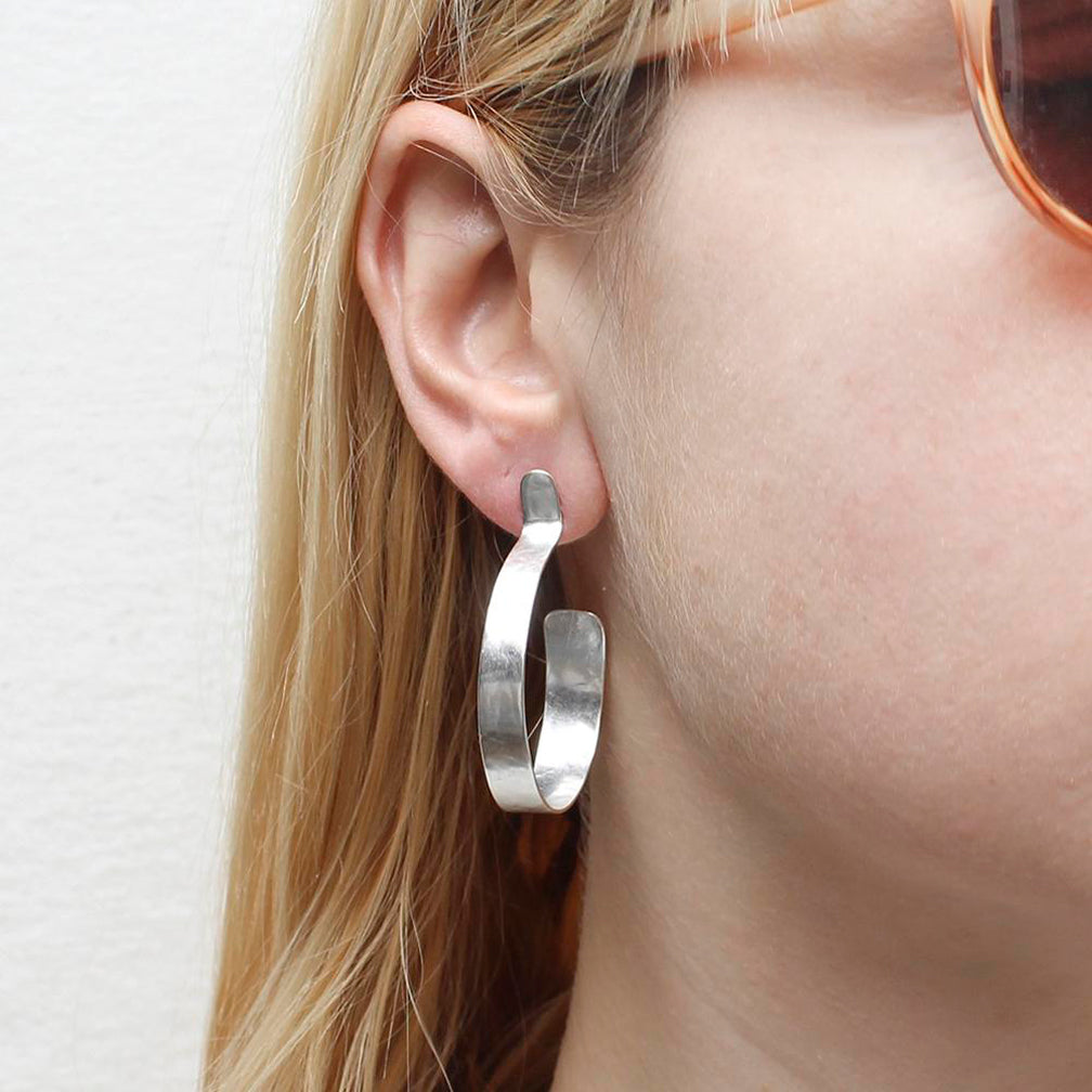 Marjorie Baer Post Earrings: Large Hoop Earring: Silver
