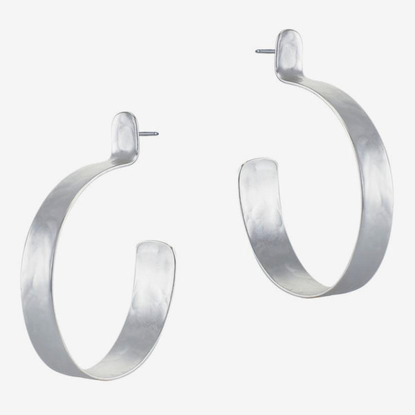 Marjorie Baer Post Earrings: Large Hoop Earring: Silver
