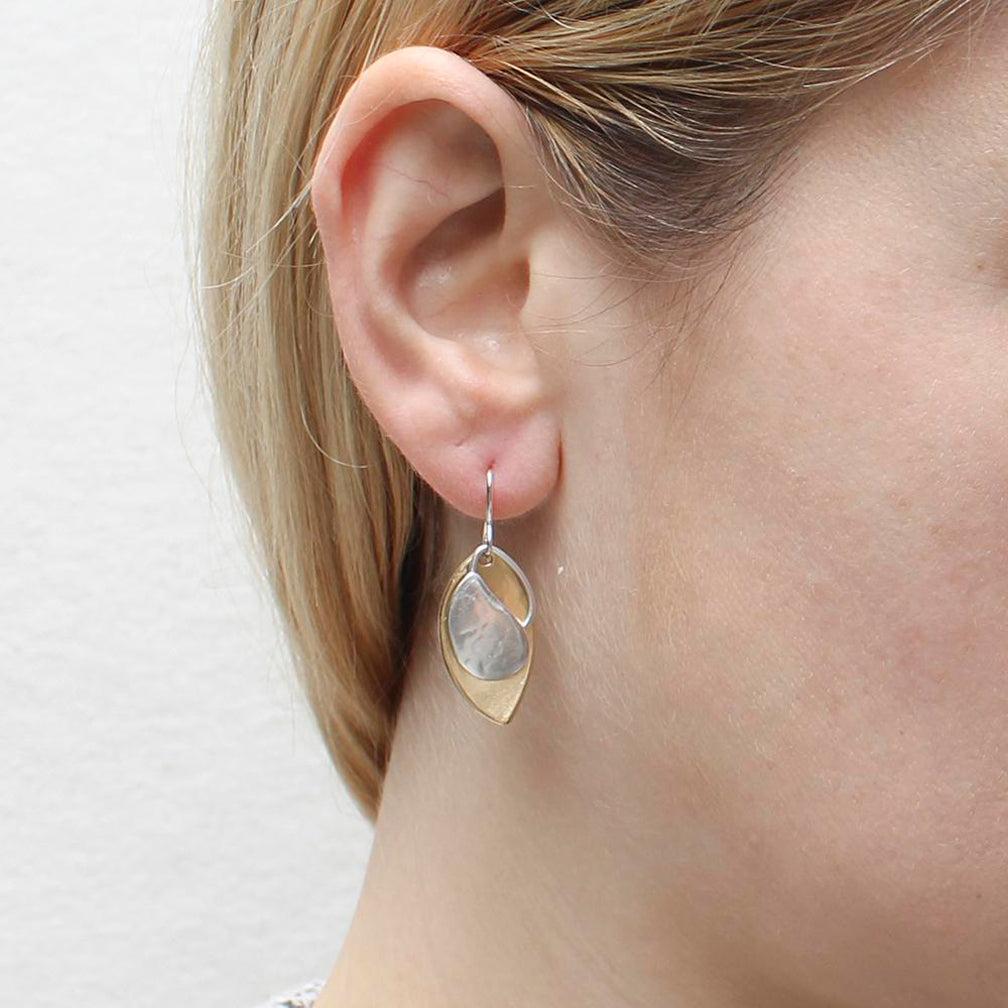 Marjorie Baer Wire Earrings: Teardrop with Ring and Leaf