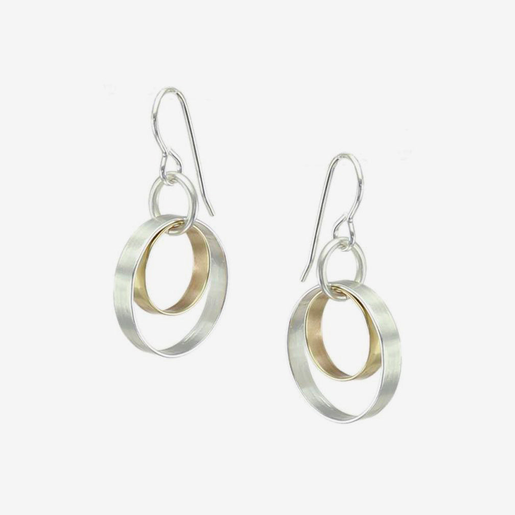 Marjorie Baer Wire Earrings: Ring with Two Tiered Rims