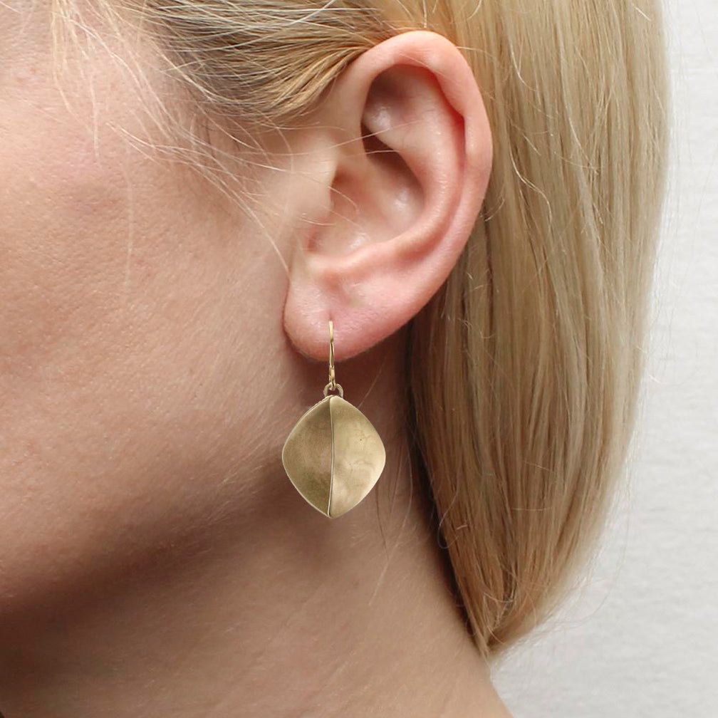 Marjorie Baer Wire Earrings: Concave and Convex Semi Circles: Brass