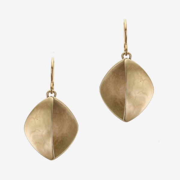 Marjorie Baer Wire Earrings: Concave and Convex Semi Circles: Brass