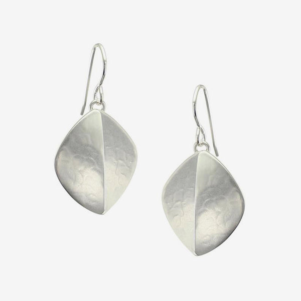 Marjorie Baer Wire Earrings: Concave and Convex Semi Circles: Silver