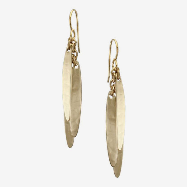 Marjorie Baer Wire Earrings: Layered Long Rounded Leaves