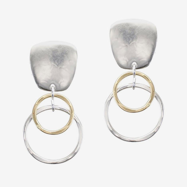 Marjorie Baer Clip Earrings: Tapered Square with Double Wire Rings