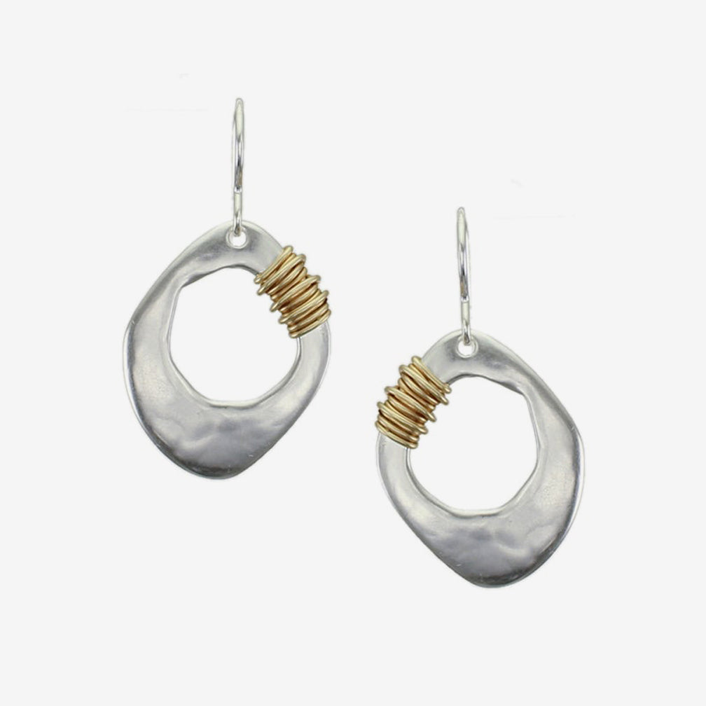 Marjorie Baer Wire Earrings: Organic Disc with Heavy Wire Wrapping