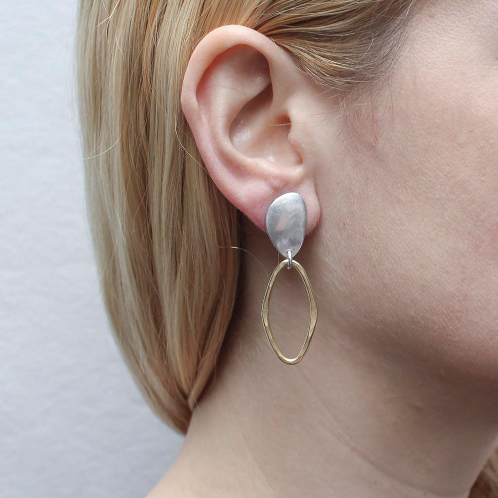 Marjorie Baer Clip Earrings: Organic Teardrop with Oval Ring