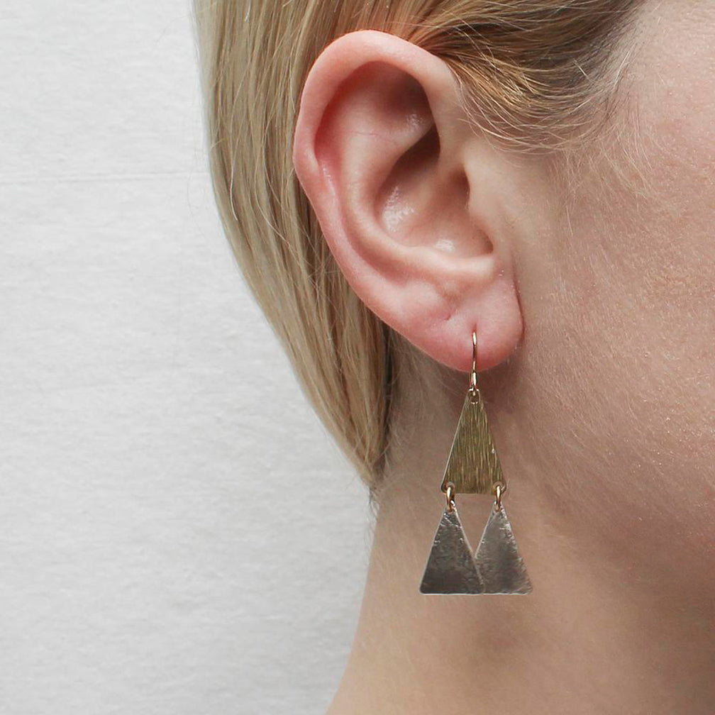 Marjorie Baer Wire Earrings: Tiered Textured Triangles