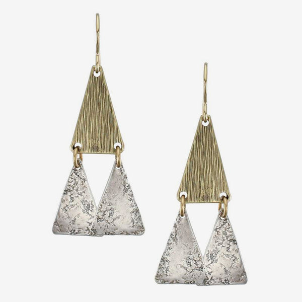 Marjorie Baer Wire Earrings: Tiered Textured Triangles
