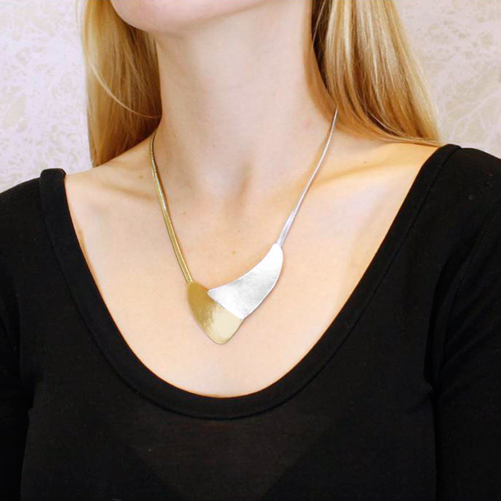 Marjorie Baer Necklace: Overlapping Hammered Triangles