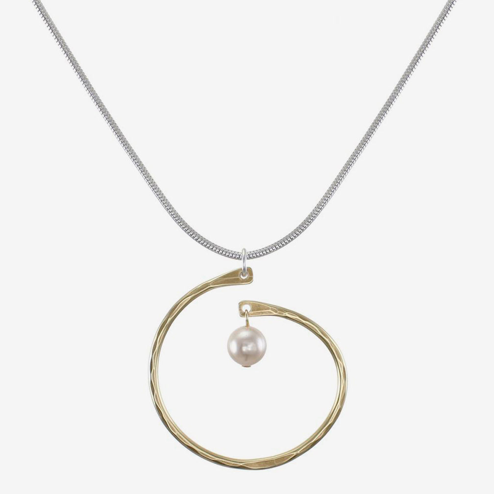 Marjorie Baer Necklace: Spiral with Cream Pearl Drop