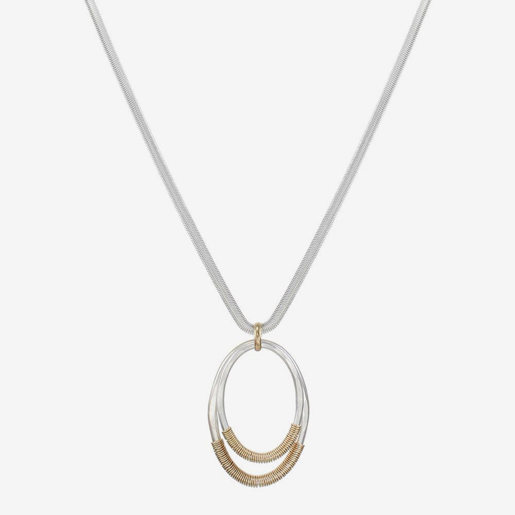 Marjorie Baer Necklace: Wire Wrapped Oval Rings Long