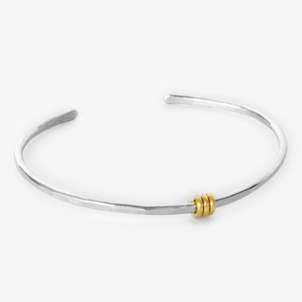 Mary Garrett Jewelry: Bracelet: Simple Silver Bracelet with Gold Triple Wrap Accent