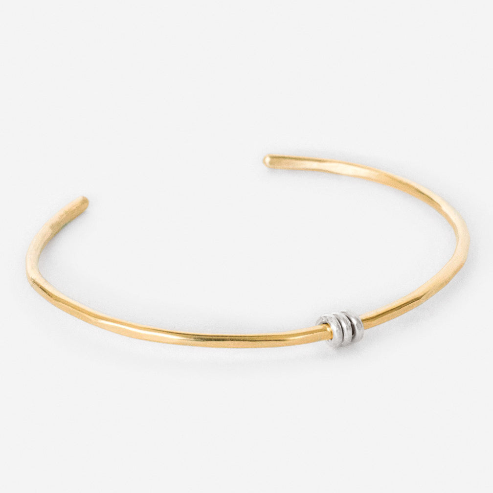 Mary Garrett Jewelry: Bracelet: Simple Gold Bracelet with Silver Triple Wrap Accent