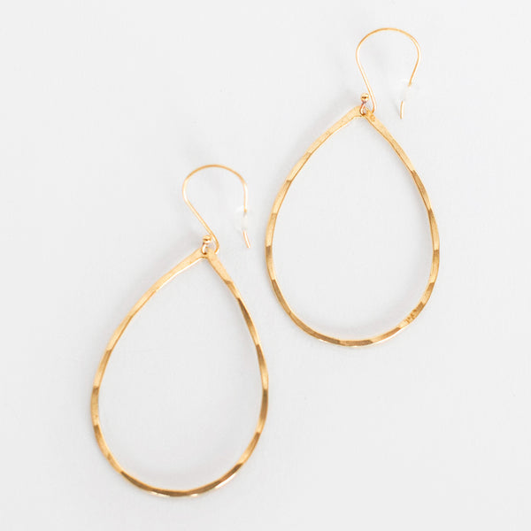 Mary Garrett Jewelry: Earrings: Brass Teardrop Hoop