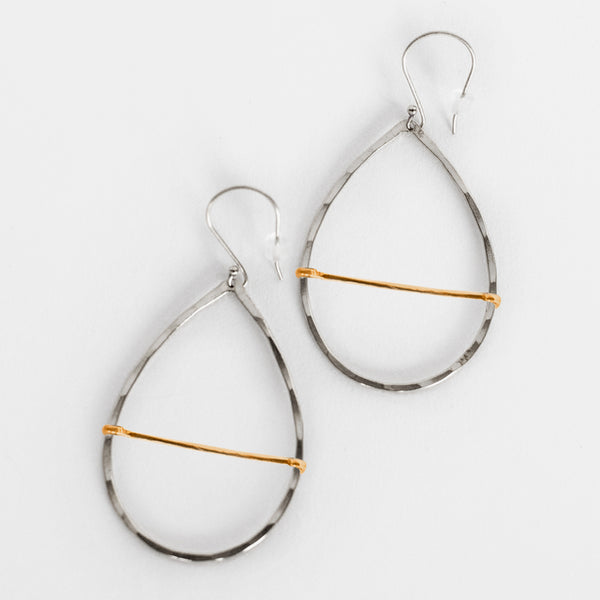 Mary Garrett Jewelry: Earrings: Silver Teardrop Bar Hoop