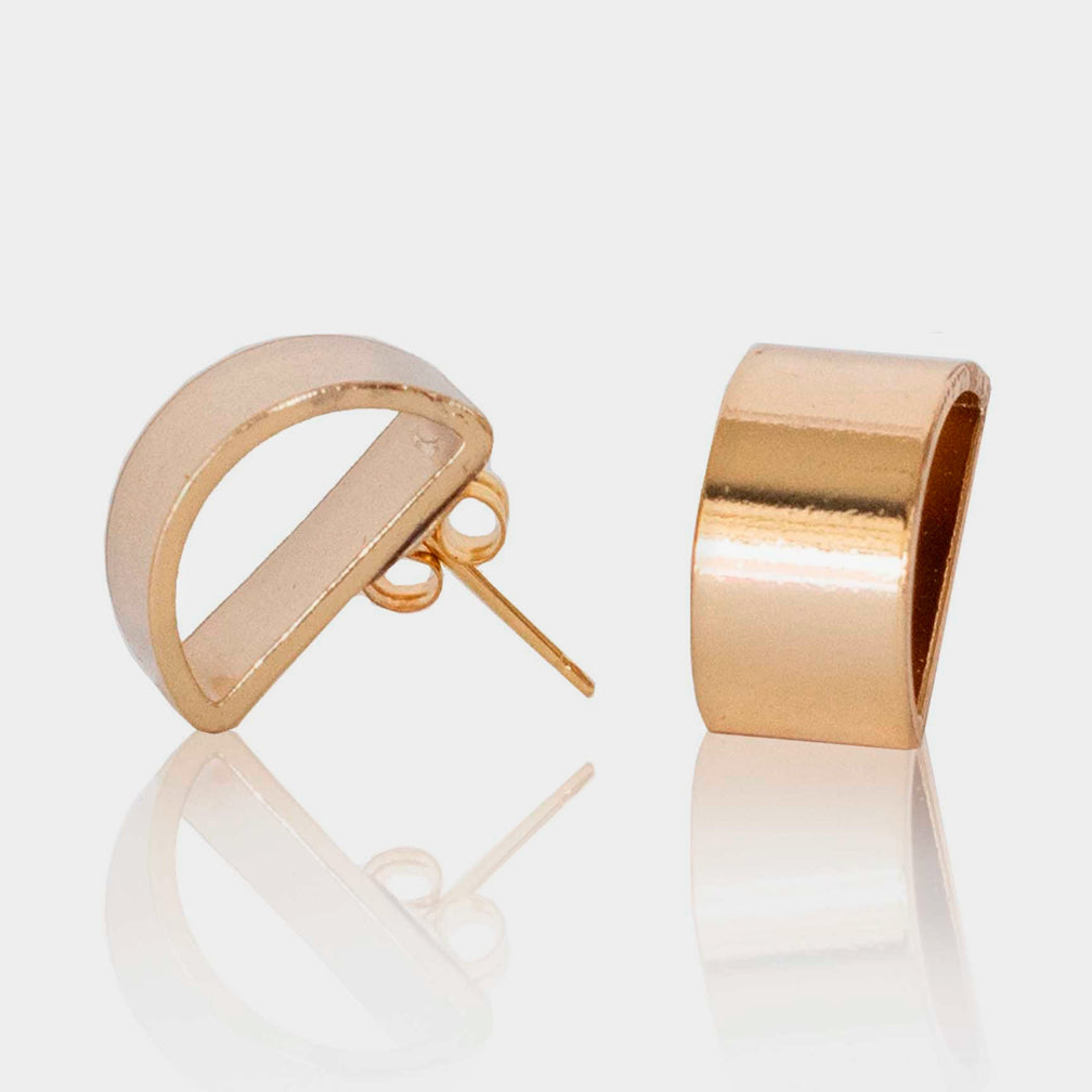 Mary Garrett Jewelry: Earrings: Hollow Brass Semi-Circle Post