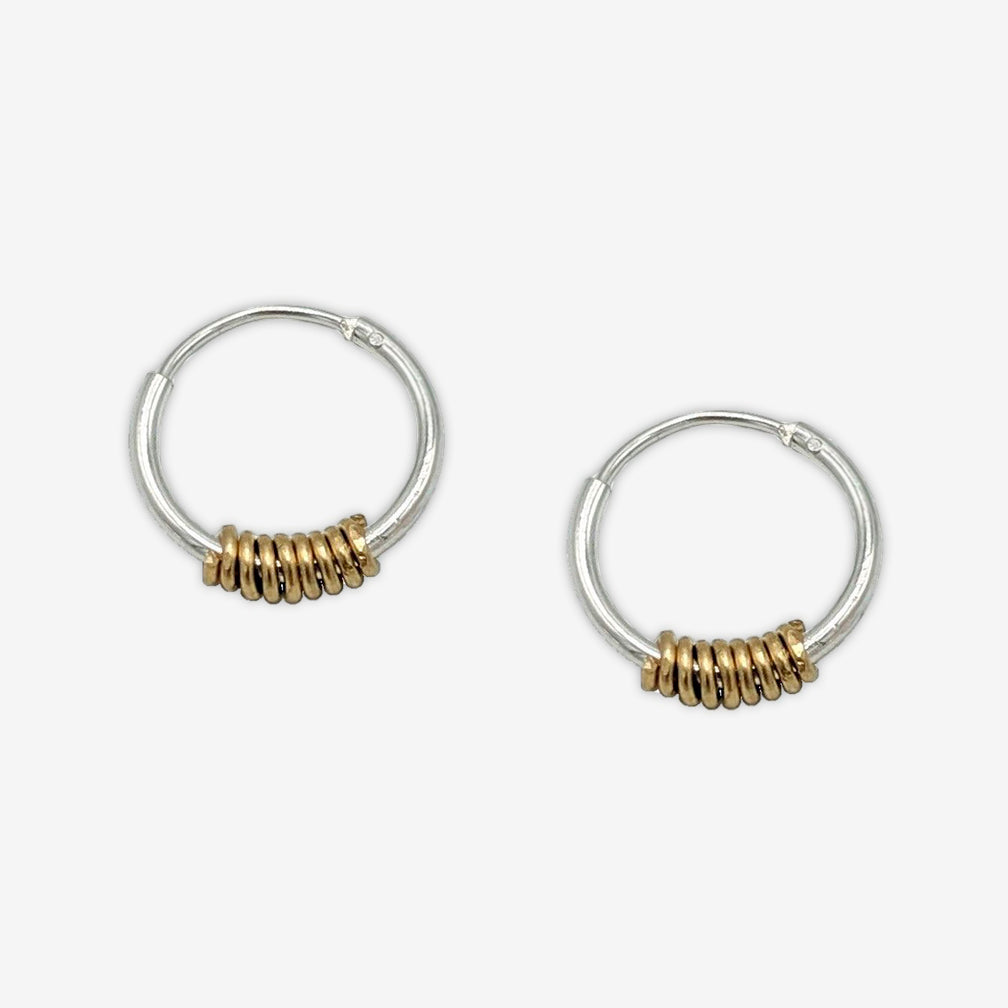Mary Garrett Jewelry: Earrings: Silver Hoop with Brass Rings