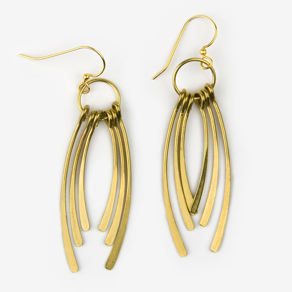 Mary Garrett Jewelry: Earrings: Brass Curved Tassel