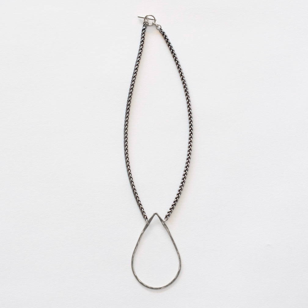 Mary Garrett Jewelry: Necklace: Short Silver Teardrop on Silver Wheat Chain