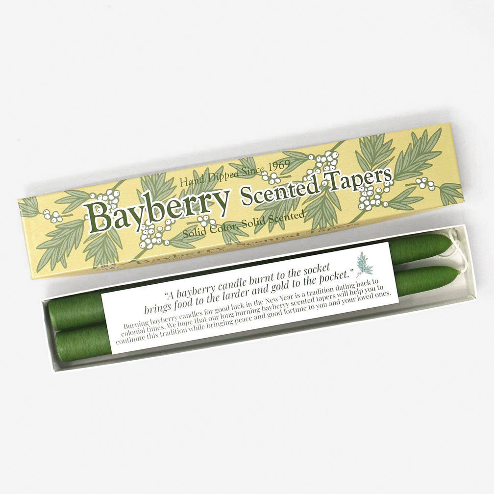 Mole Hollow Candles: Bayberry Taper Candles, Box of 2