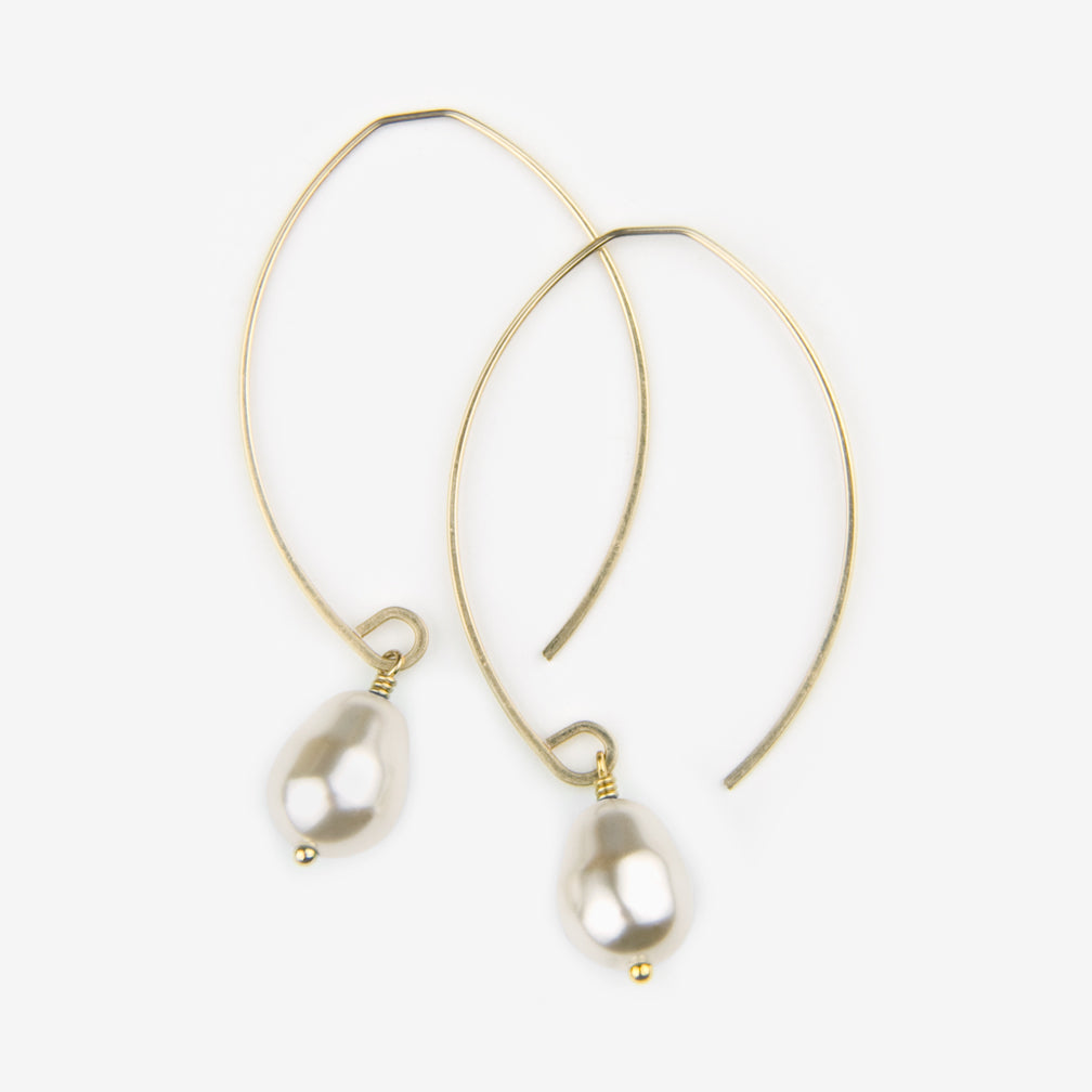 Noon Designs: Earrings: Mini Swarovski Pearl Drop, White Pearl