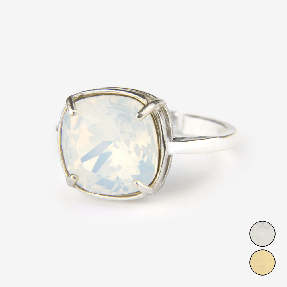 Noon Designs: Ring: Swarovski, White Opal