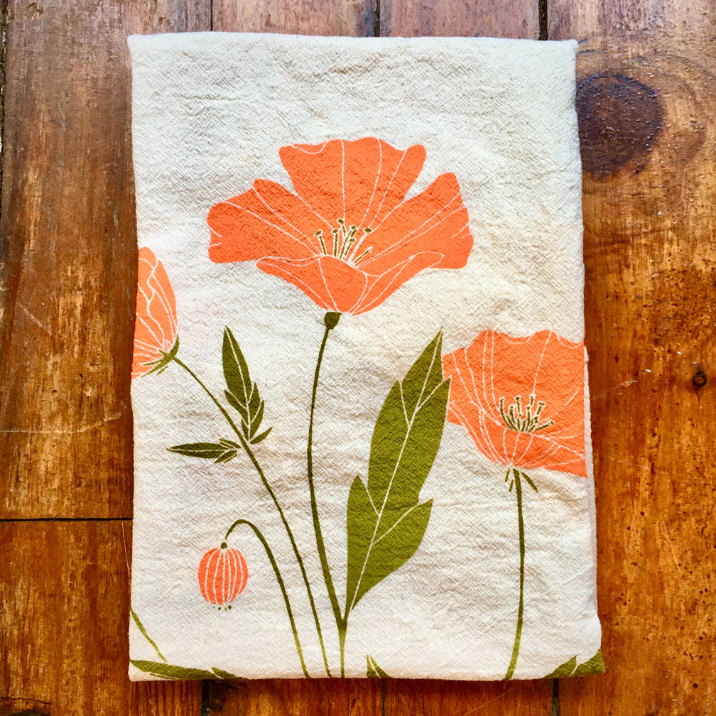 Noon Designs: Tea Towel: California Poppy