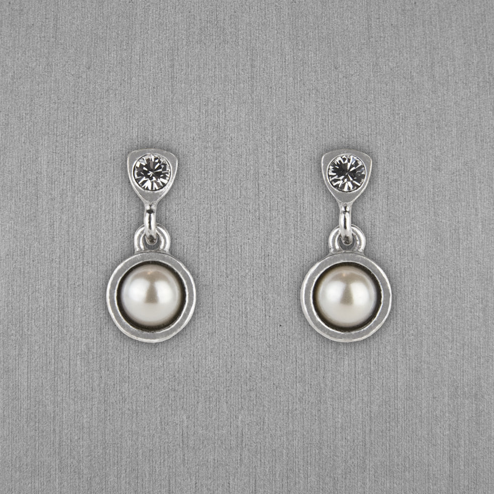 Patricia Locke Jewelry: Bouton Earrings in Crystal Pearl