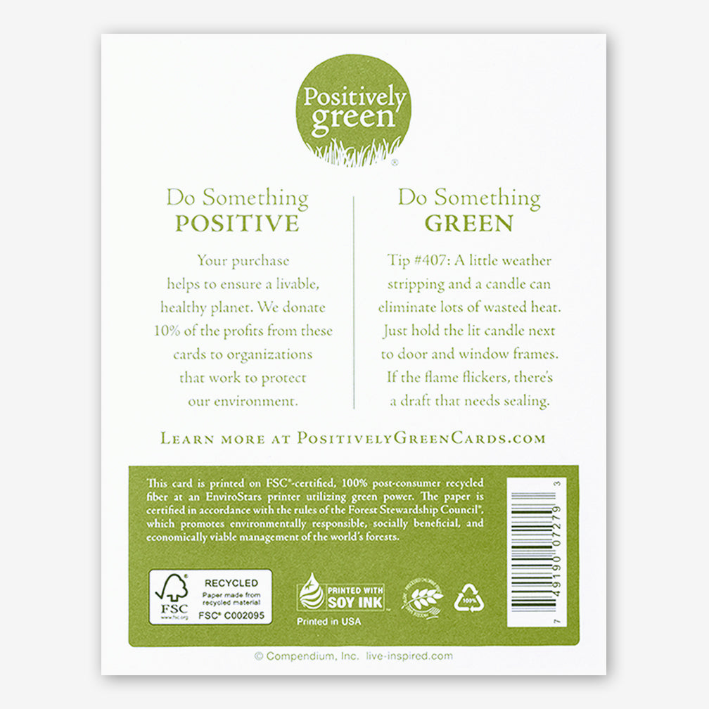 Positively Green Birthday Card: “Laughter is a gift everyone should open.” —Gene Mitchener