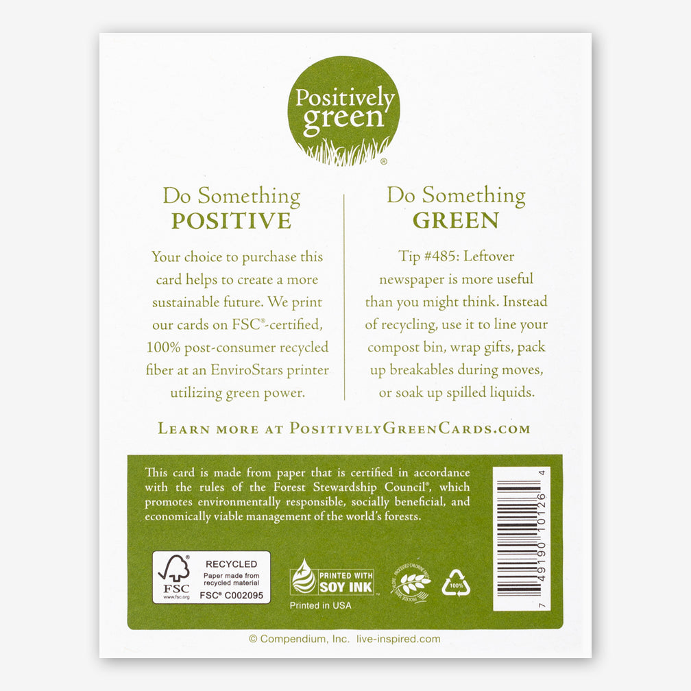 Positively Green New Home Card: “Home—home at last.” —Elizabeth Barrett Browning