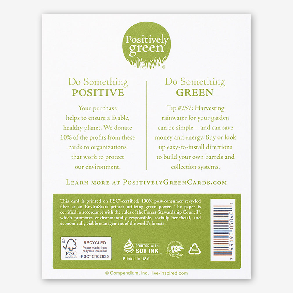 Positively Green Thank You Card: “Some people look for a beautiful place. Others make a place beautiful. —Inayat Khan