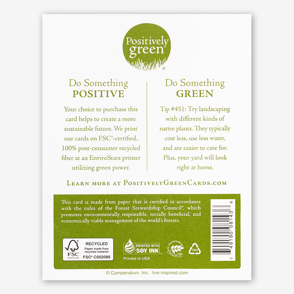 Positively Green Cards: “Kind thoughts, kind words, kind deeds, how brightly they always shine…” —Mary Anderson