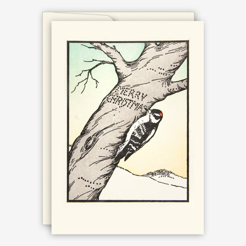 Saturn Press Holiday Cards: Woodpecker Christmas