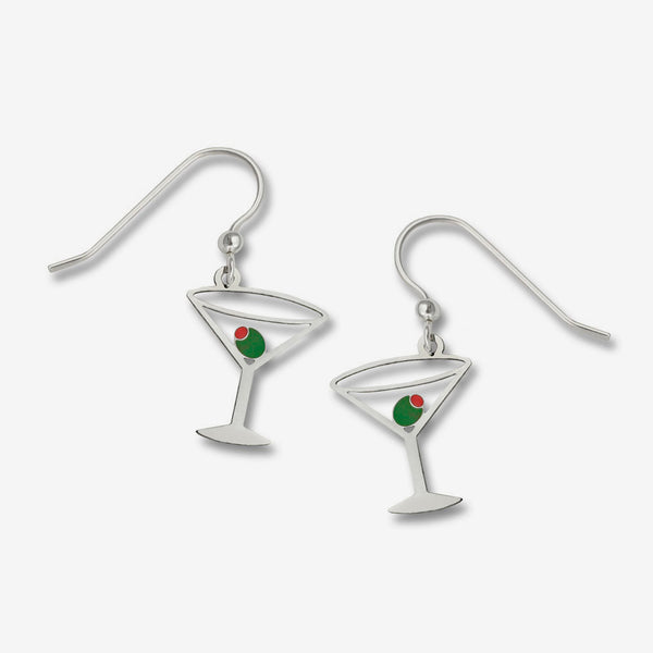 Sienna Sky Earrings: Martini Glass with Olive
