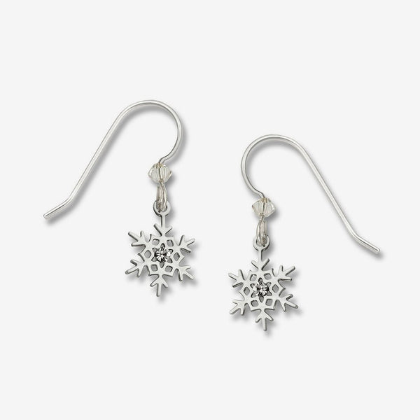Sienna Sky Earrings: Polished Snowflake with White Crystal
