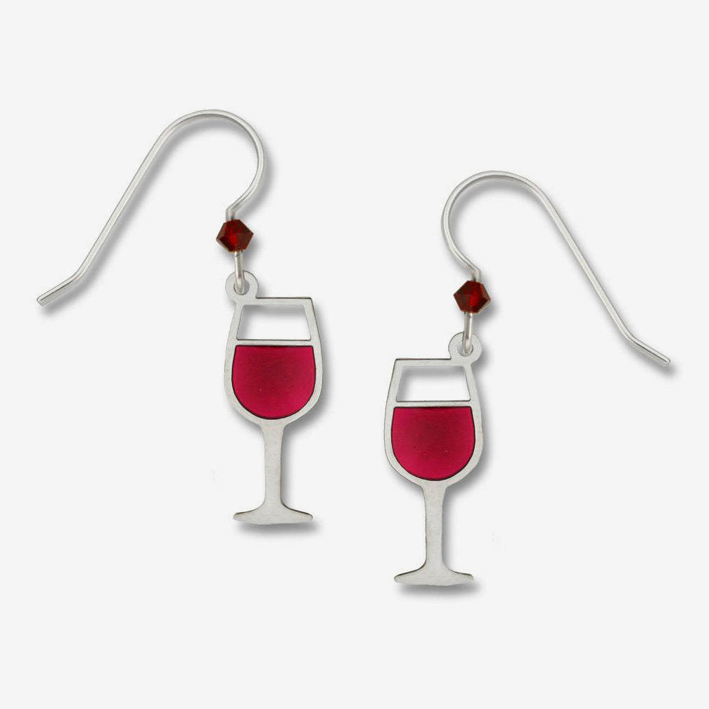 Sienna Sky Earrings: Red Wine Glass