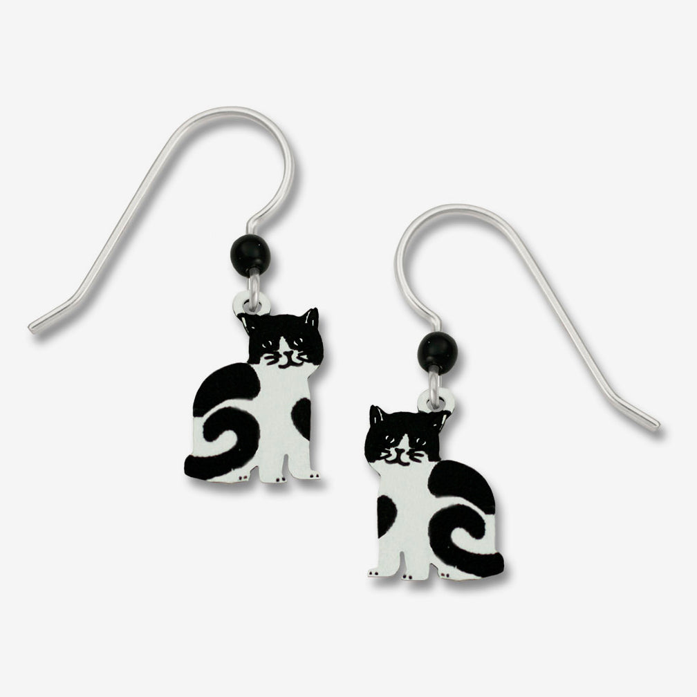 Sienna Sky Earrings: Black & White Cat