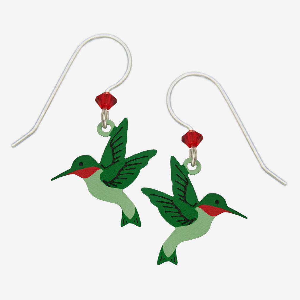 Sienna Sky Earrings: Hand-Painted Hummingbird