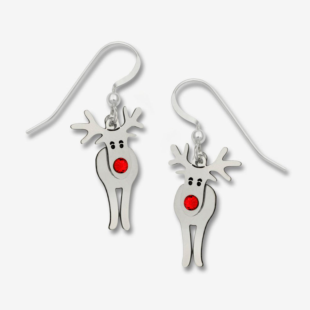 Sienna Sky Earrings: 2-Part Reindeer with  Rhinestone Nose