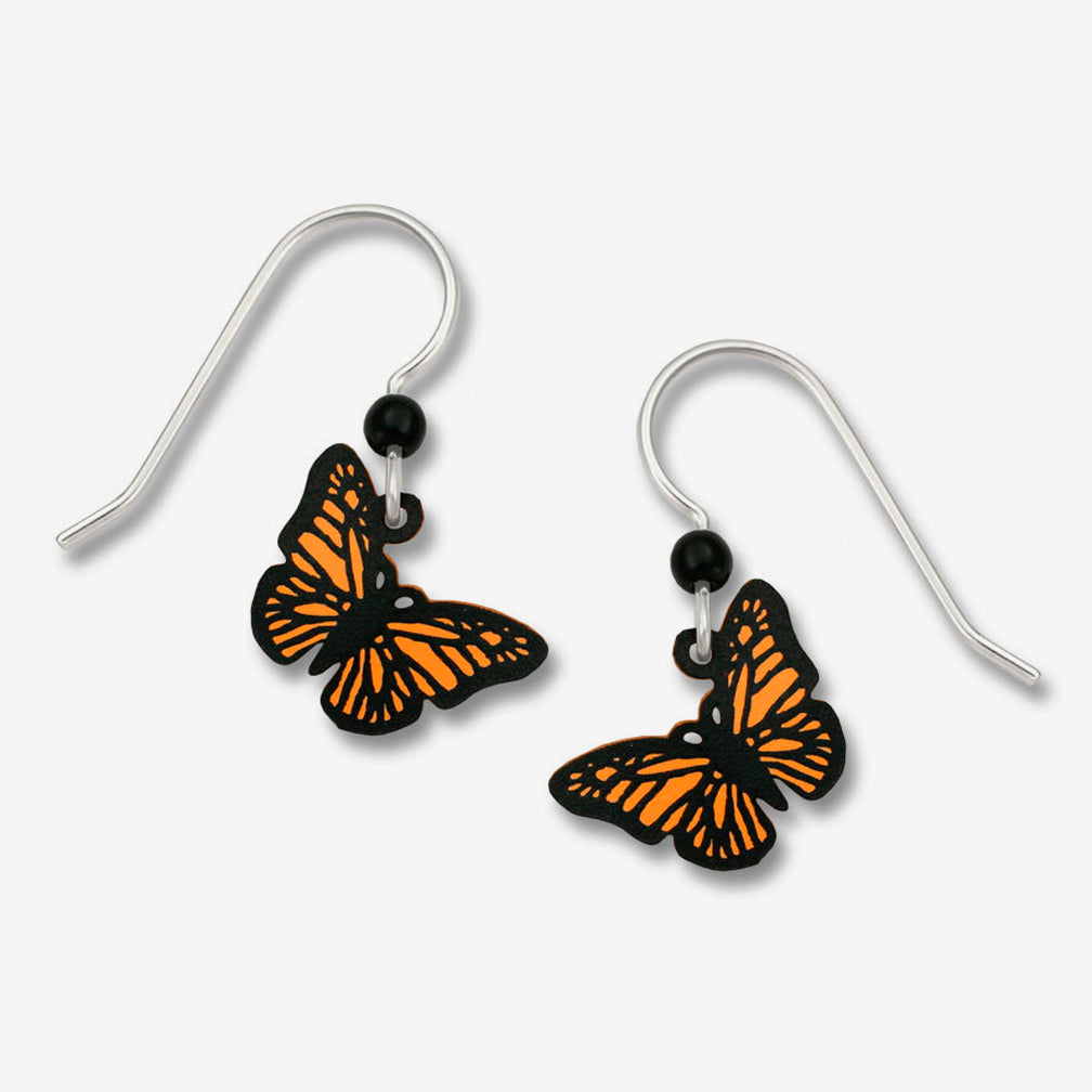 Sienna Sky Earrings: Hand-Painted Orange Monarch Butterfly