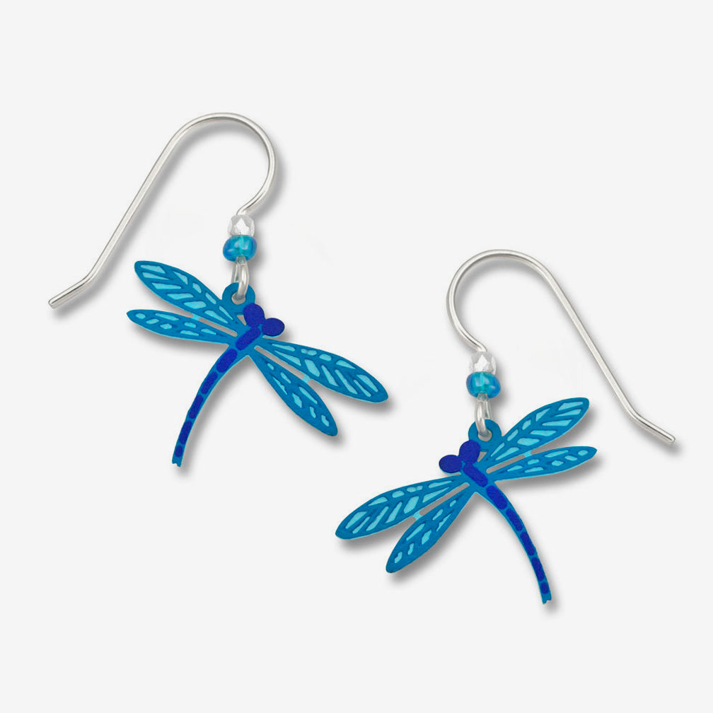 Sienna Sky Earrings: Dragonfly In Blue on Blue