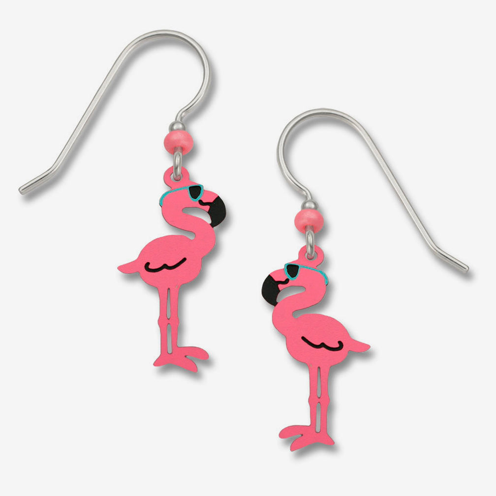 Sienna Sky Earrings: Cool Pink Flamingo with Sunglasses