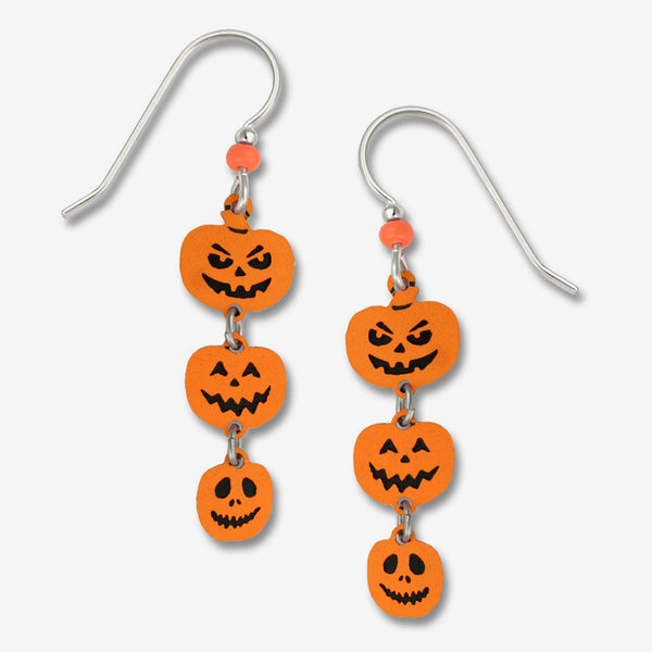 Sienna Sky Earrings: Triple Halloween Pumpkins