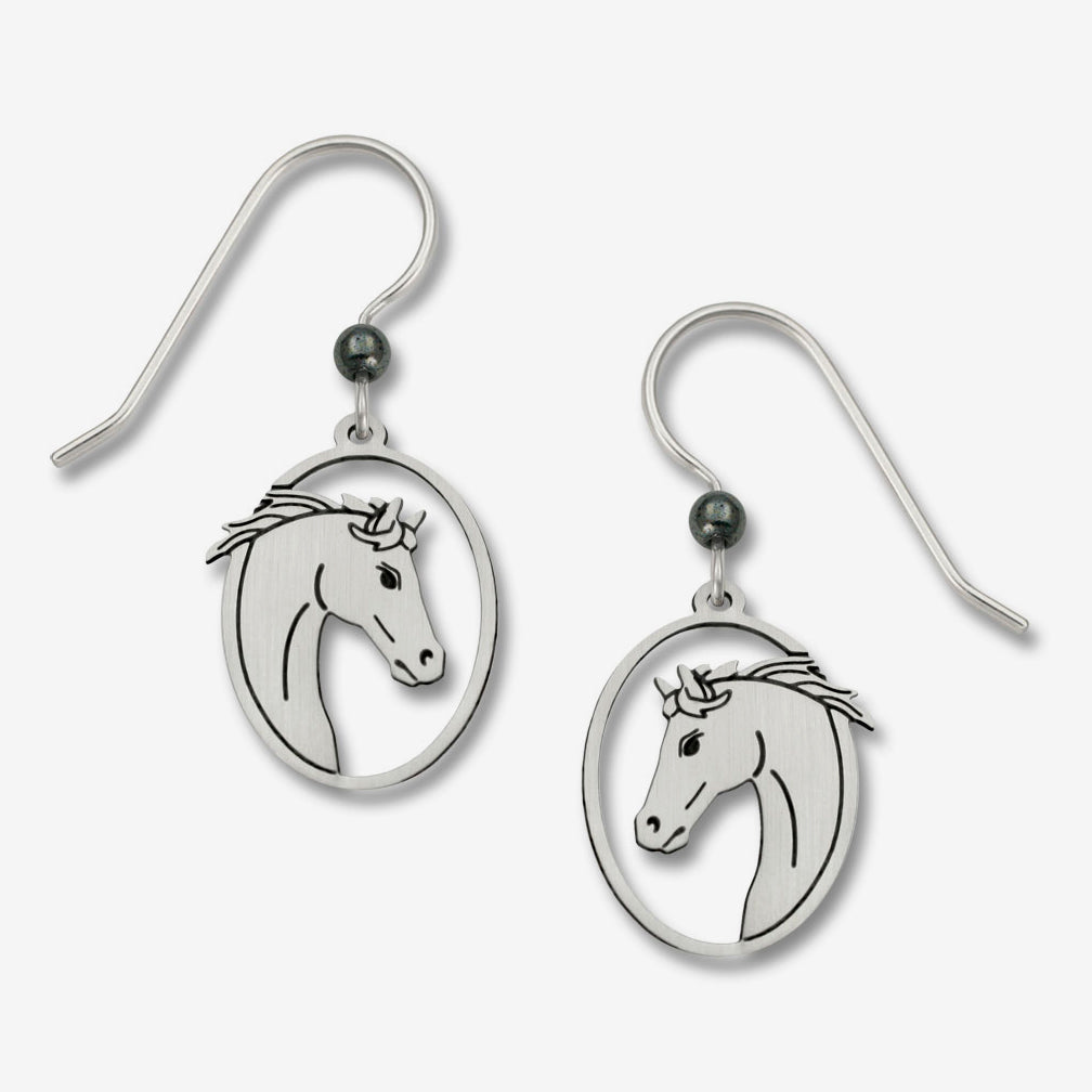 Sienna Sky Earrings: Horses Head In Oval