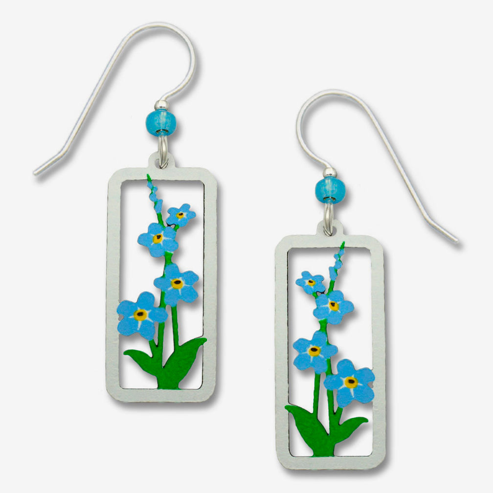 Sienna Sky Earrings: Forget-Me-Nots in Rectangle Frame